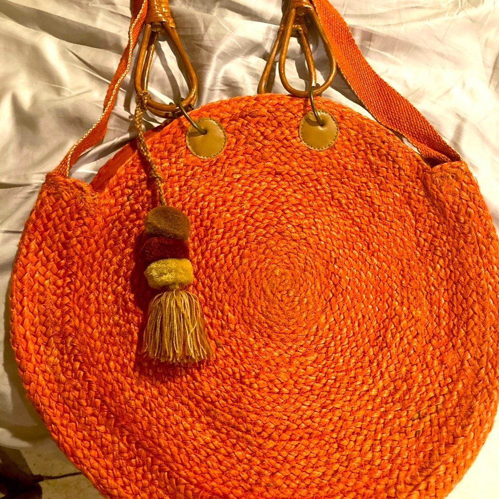 Gorgeous natural xtra large orange tote